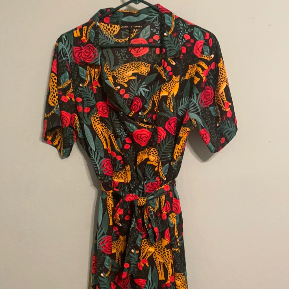 America & Beyond Jaguar Rose Jumpsuit Large